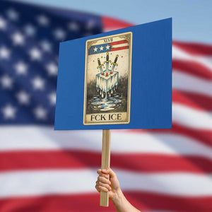 Fck Ice Protest Sign Retro Tarot Card FDT Protest Satirical Graphic TS10 Horizontal 18" × 24" Blue Print Your Wear