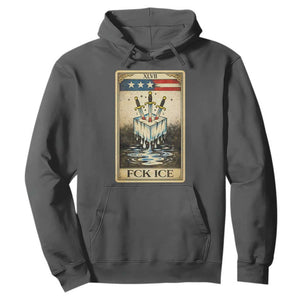 Fck Ice Hoodie Retro Tarot Card FDT Protest Satirical Graphic TS10 Dark Heather Print Your Wear