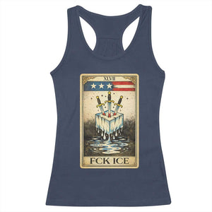 Fck Ice Racerback Tank Top Retro Tarot Card FDT Protest Satirical Graphic TS10 Navy Print Your Wear