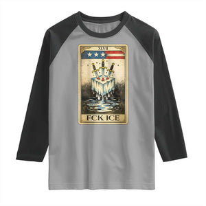 Fck Ice Raglan Shirt Retro Tarot Card FDT Protest Satirical Graphic TS10 Sport Gray Black Print Your Wear