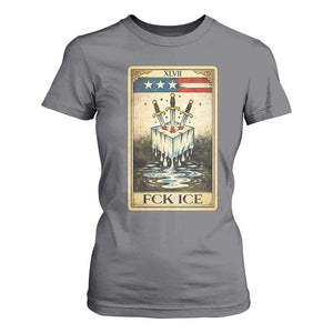 Fck Ice T Shirt For Women Retro Tarot Card FDT Protest Satirical Graphic TS10 Charcoal Print Your Wear