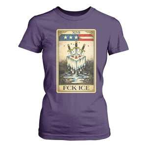 Fck Ice T Shirt For Women Retro Tarot Card FDT Protest Satirical Graphic TS10 Purple Print Your Wear