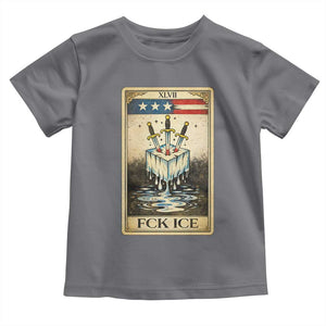 Fck Ice Toddler T Shirt Retro Tarot Card FDT Protest Satirical Graphic TS10 Charcoal Print Your Wear