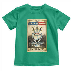 Fck Ice Toddler T Shirt Retro Tarot Card FDT Protest Satirical Graphic TS10 Irish Green Print Your Wear