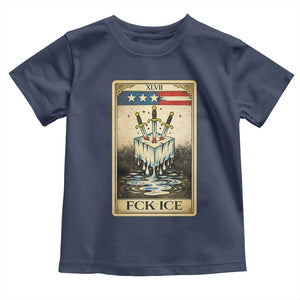 Fck Ice Toddler T Shirt Retro Tarot Card FDT Protest Satirical Graphic TS10 Navy Print Your Wear