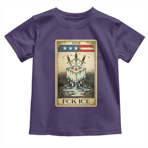 Fck Ice Toddler T Shirt Retro Tarot Card FDT Protest Satirical Graphic TS10 Purple Print Your Wear