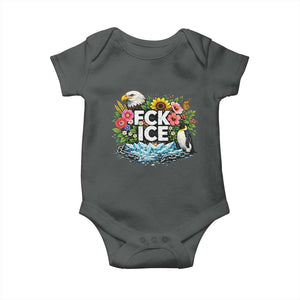 Fck Ice Baby Onesie Retro Floral FDT Protest Satirical Graphic TS10 Dark Heather Print Your Wear