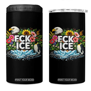 Fck Ice 4 in 1 Can Cooler Tumbler Retro Floral FDT Protest Satirical Graphic TS10 One Size: 16 oz Black Print Your Wear