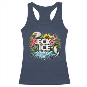Fck Ice Racerback Tank Top Retro Floral FDT Protest Satirical Graphic TS10 Navy Print Your Wear