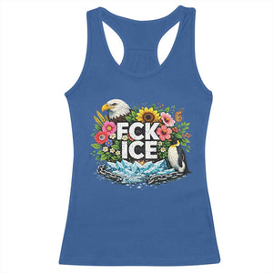 Fck Ice Racerback Tank Top Retro Floral FDT Protest Satirical Graphic TS10 Royal Blue Print Your Wear