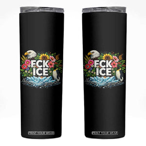 Fck Ice Skinny Tumbler Retro Floral FDT Protest Satirical Graphic TS10 Black Print Your Wear