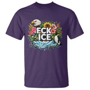Fck Ice T Shirt Retro Floral FDT Protest Satirical Graphic TS10 Purple Print Your Wear
