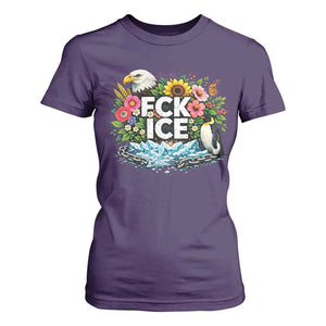 Fck Ice T Shirt For Women Retro Floral FDT Protest Satirical Graphic TS10 Purple Print Your Wear