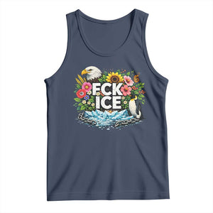 Fck Ice Tank Top Retro Floral FDT Protest Satirical Graphic TS10 Navy Print Your Wear