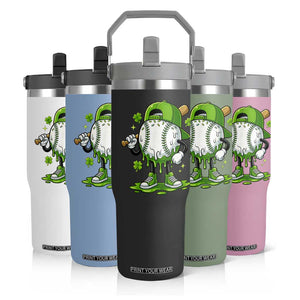 Baseball Drip Icecream Flip Straw Tumbler Youth Boy St Patricks Day Shamrock Green TS10 Print Your Wear