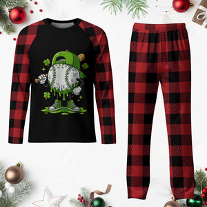 Baseball Drip Icecream Plaid Pajama Set Youth Boy St Patricks Day Shamrock Green TS10 Buffalo Plaid Print Your Wear