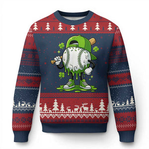 Baseball Drip Icecream Ugly Christmas Sweater Youth Boy St Patricks Day Shamrock Green TS10 Navy Red Print Your Wear