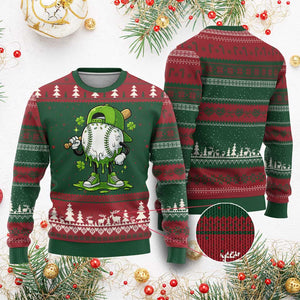 Baseball Drip Icecream Ugly Christmas Sweater Youth Boy St Patricks Day Shamrock Green TS10 Red Green Print Your Wear