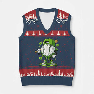 Baseball Drip Icecream V-Neck Knit Sweater Vest Youth Boy St Patricks Day Shamrock Green TS10 Navy Red Print Your Wear