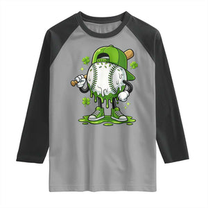 Baseball Drip Icecream Raglan Shirt Youth Boy St Patricks Day Shamrock Green TS10 Sport Gray Black Print Your Wear