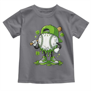 Baseball Drip Icecream Toddler T Shirt Youth Boy St Patricks Day Shamrock Green TS10 Charcoal Print Your Wear
