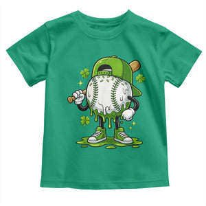 Baseball Drip Icecream Toddler T Shirt Youth Boy St Patricks Day Shamrock Green TS10 Irish Green Print Your Wear