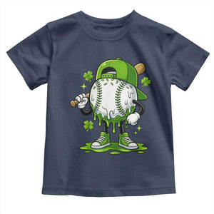 Baseball Drip Icecream Toddler T Shirt Youth Boy St Patricks Day Shamrock Green TS10 Navy Print Your Wear