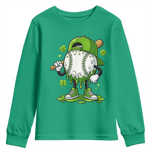 Baseball Drip Icecream Youth Sweatshirt Youth Boy St Patricks Day Shamrock Green TS10 Irish Green Print Your Wear