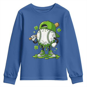 Baseball Drip Icecream Youth Sweatshirt Youth Boy St Patricks Day Shamrock Green TS10 Royal Blue Print Your Wear