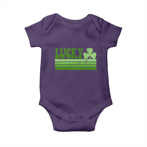 Retro Lucky Baby Onesie St Patricks Day Irish Shamrock TS10 Purple Print Your Wear