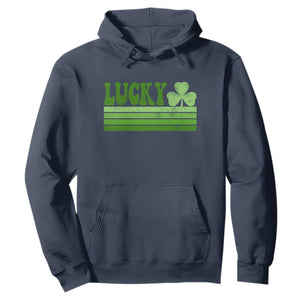 Retro Lucky Hoodie St Patricks Day Irish Shamrock TS10 Navy Print Your Wear