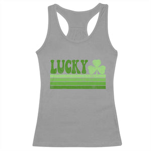 Retro Lucky Racerback Tank Top St Patricks Day Irish Shamrock TS10 Sport Gray Print Your Wear