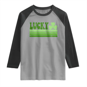 Retro Lucky Raglan Shirt St Patricks Day Irish Shamrock TS10 Sport Gray Black Print Your Wear
