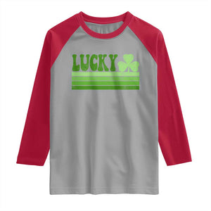 Retro Lucky Raglan Shirt St Patricks Day Irish Shamrock TS10 Sport Gray Red Print Your Wear