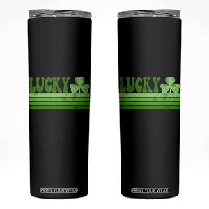 Retro Lucky Skinny Tumbler St Patricks Day Irish Shamrock TS10 Black Print Your Wear