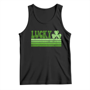 Retro Lucky Tank Top St Patricks Day Irish Shamrock TS10 Black Print Your Wear
