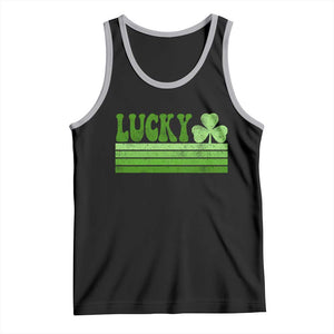Retro Lucky Tank Top St Patricks Day Irish Shamrock TS10 Black Athletic Heather Print Your Wear