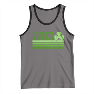 Retro Lucky Tank Top St Patricks Day Irish Shamrock TS10 Deep Heather Black Print Your Wear