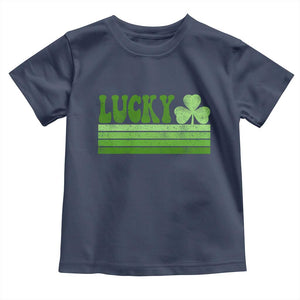 Retro Lucky Toddler T Shirt St Patricks Day Irish Shamrock TS10 Navy Print Your Wear
