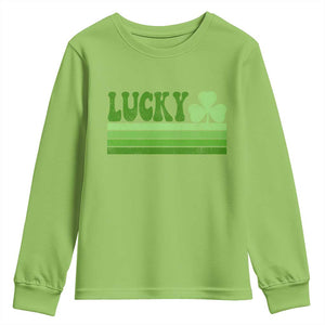 Retro Lucky Youth Sweatshirt St Patricks Day Irish Shamrock TS10 Lime Print Your Wear