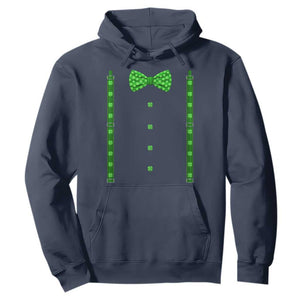 Bow Tie Suspenders St Patricks Day Costume Hoodie Funny Irish Shamrock Clovers TS10 Navy Print Your Wear