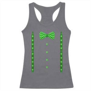 Bow Tie Suspenders St Patricks Day Costume Racerback Tank Top Funny Irish Shamrock Clovers TS10 Charcoal Print Your Wear