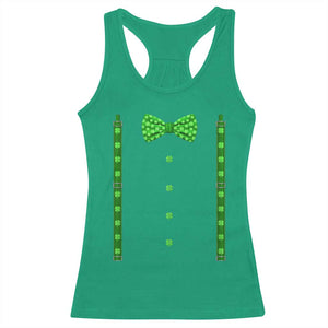 Bow Tie Suspenders St Patricks Day Costume Racerback Tank Top Funny Irish Shamrock Clovers TS10 Irish Green Print Your Wear