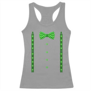 Bow Tie Suspenders St Patricks Day Costume Racerback Tank Top Funny Irish Shamrock Clovers TS10 Sport Gray Print Your Wear