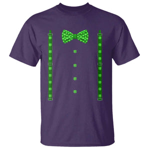 Bow Tie Suspenders St Patricks Day Costume T Shirt Funny Irish Shamrock Clovers TS10 Purple Print Your Wear
