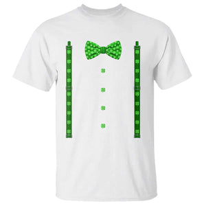 Bow Tie Suspenders St Patricks Day Costume T Shirt Funny Irish Shamrock Clovers TS10 White Print Your Wear