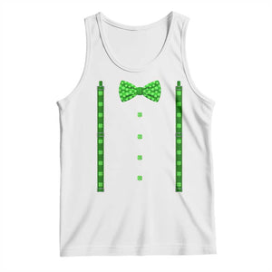 Bow Tie Suspenders St Patricks Day Costume Tank Top Funny Irish Shamrock Clovers TS10 White Print Your Wear