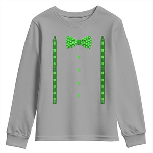Bow Tie Suspenders St Patricks Day Costume Youth Sweatshirt Funny Irish Shamrock Clovers TS10 Sport Gray Print Your Wear