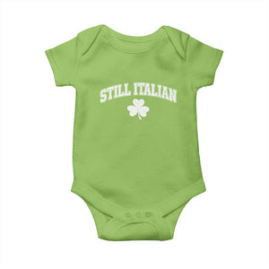 St Patricks Day Italian Baby Onesie Funny Retro Varsity Sporty Style Shamrock TS10 Lime Print Your Wear