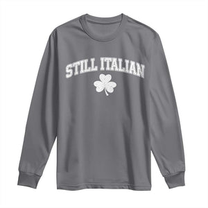 St Patricks Day Italian Long Sleeve Shirt Funny Retro Varsity Sporty Style Shamrock TS10 Charcoal Print Your Wear